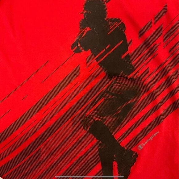 Champion Boys Red Baseball Print Shirt - Picture 5 of 5